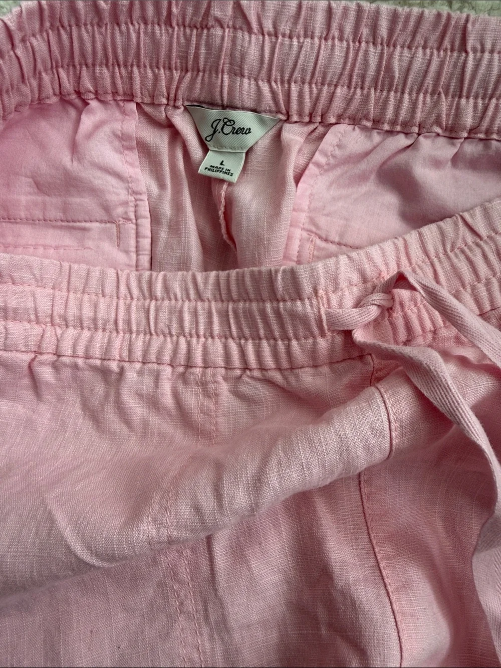J Crew Pink Linen Blend Drawstring Shorts Size L